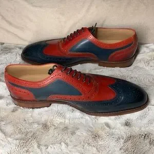 3dm lifestyle handcrafted leather two tone wingtip Oxford shoes. $_57.JPG?set_id=880000500F main image 4